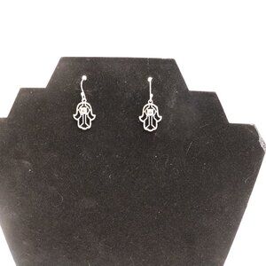 2.57 Grams Sterling‎ Silver Topaz Hamsa Hook Earrings in Box